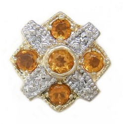 B3615 14K SLIDE WITH 5 ROUND CITRINE AND DIAMONDS 